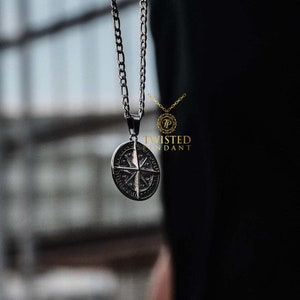 Mens Silver Compass Necklace - Mens Necklace Silver By Twistedpendant