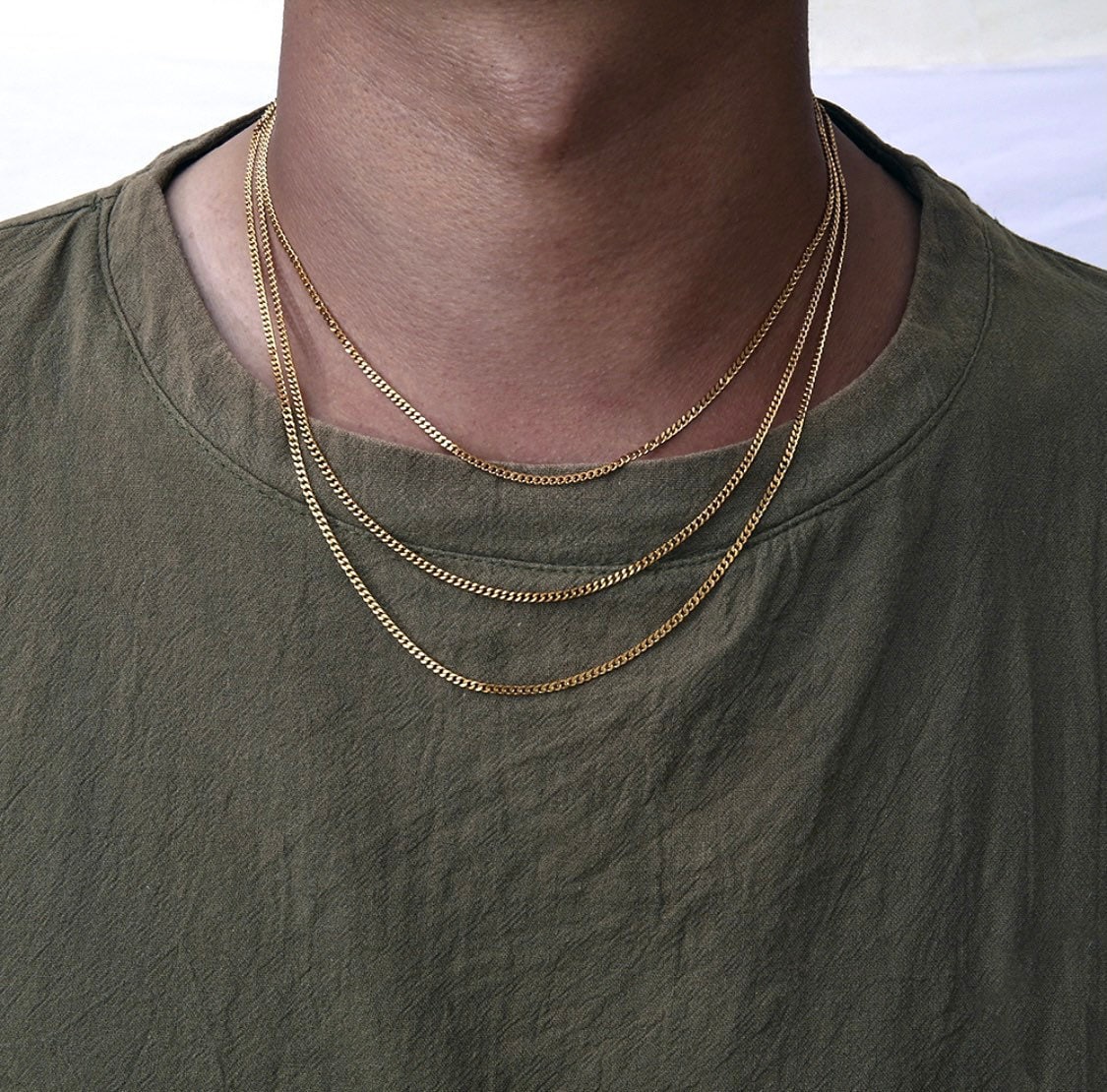 2mm 18K Gold Chain Necklace Mens Gold Curb Chain Gold Chains by