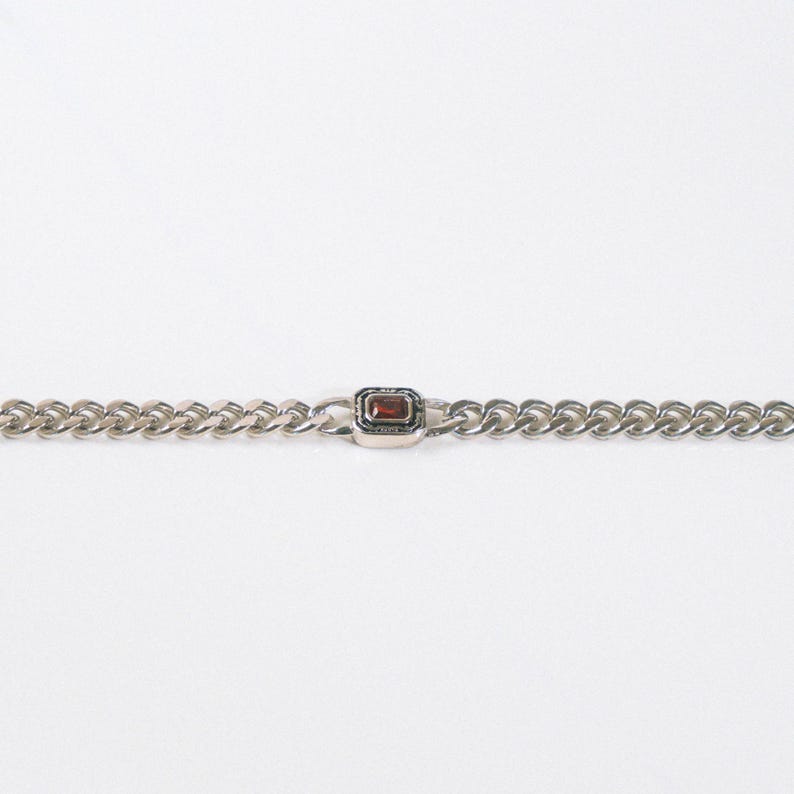 Silver Herrhalsband - Röd Rubin Vintage Style Chain Halsband - Herrsmycken - Herr Silverkedja Med Röd Ädelstenshänge Kedja - Herrkedja bild 9