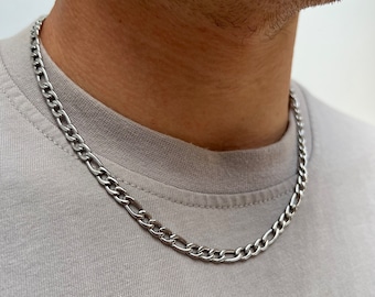 Silver 5mm Chain Necklace Figaro Mens Chain Thick Silver Chain For Men Jewelry, Mens Figaro Chain 18" / 20" / 22" / 24"  - By Twistedpendant