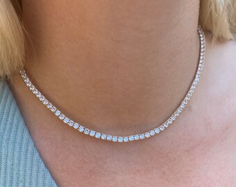 シルバーテニスネックレス 2mm/3mm、シルバーチェーンネックレス、女性