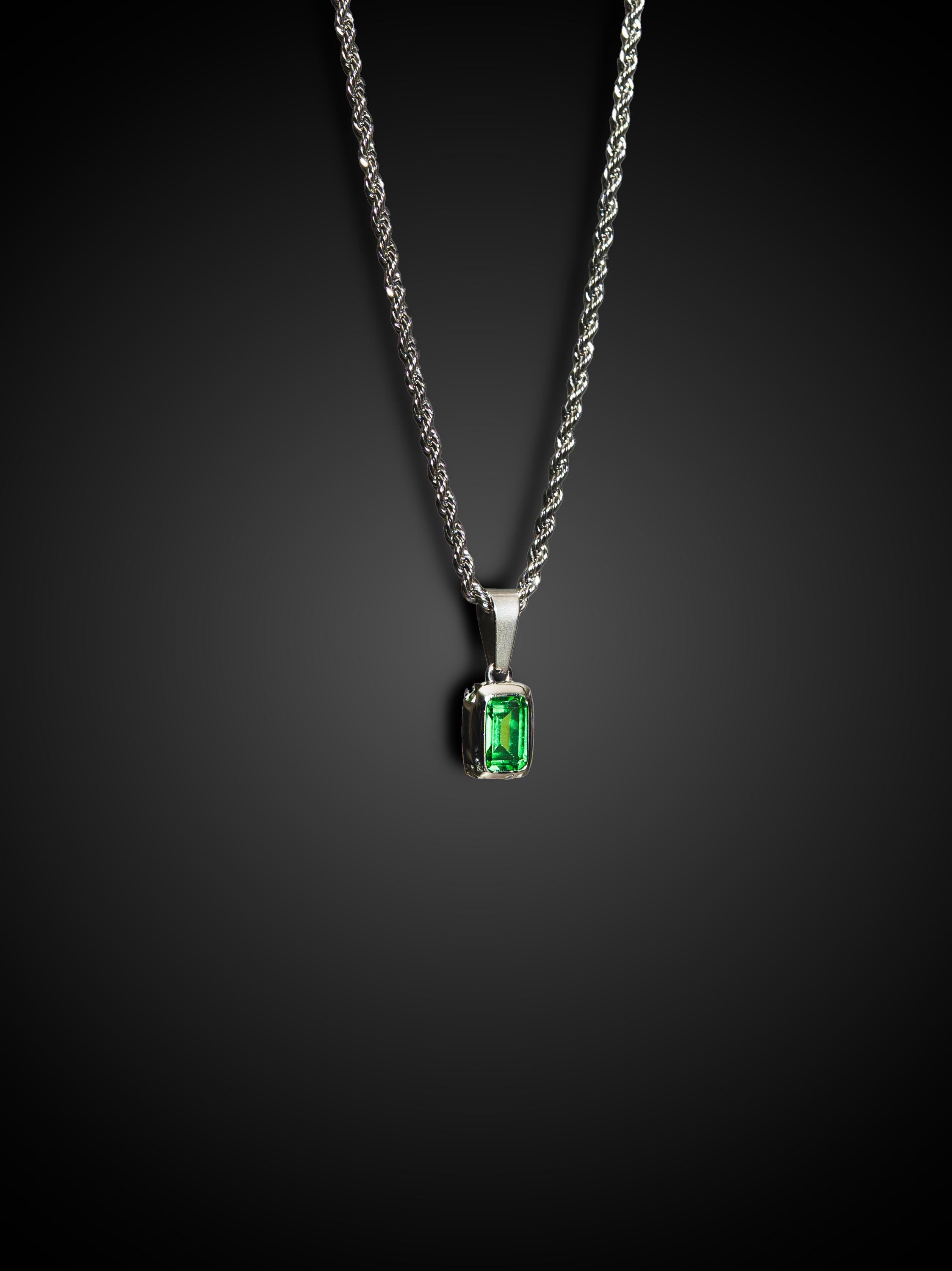 新品 今季26ss undercover neckless GREEN mens Gemstone Necklace - Mens Necklace - 18K Gold Green Emerald Styled
