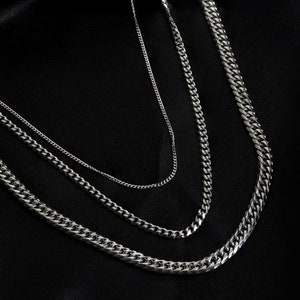 Cadena cubana de plata de 5 mm, cadena para hombres, cadena de bordillo de plata para hombres, joyería para hombres del Reino Unido, collar de cadena de plata para hombres por Twistedpendant imagen 2