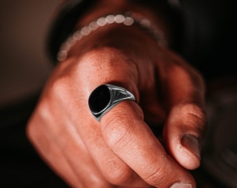 Anillo para hombre - Anillo de sello de plata - Anillo estilo ónix negro, Anillo de plata Hombres, Anillo de hombre- Anillo de plata para hombre - Para él regalo- Hombre Pinky Rings Joyería