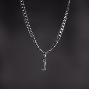 Silberkette Anfangskette für Männer, Herrenkette mit Anfangsanhänger - 3 mm Panzerkette mit Anfangsanhänger - Herrenschmuck Geschenke