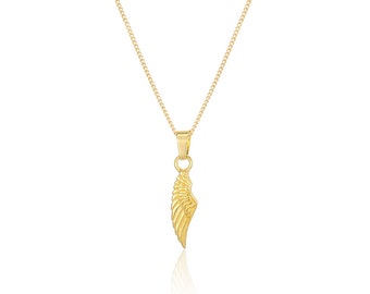 18K Gold Wing Pendant Necklace For Men - Angel Wing Necklace - Gold Plated 925 Sterling Silver Wing Chain Pendant By Twistedpendant