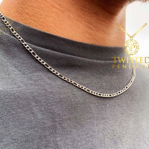 Silver Figaro Chain 3mm Stainless Steel 