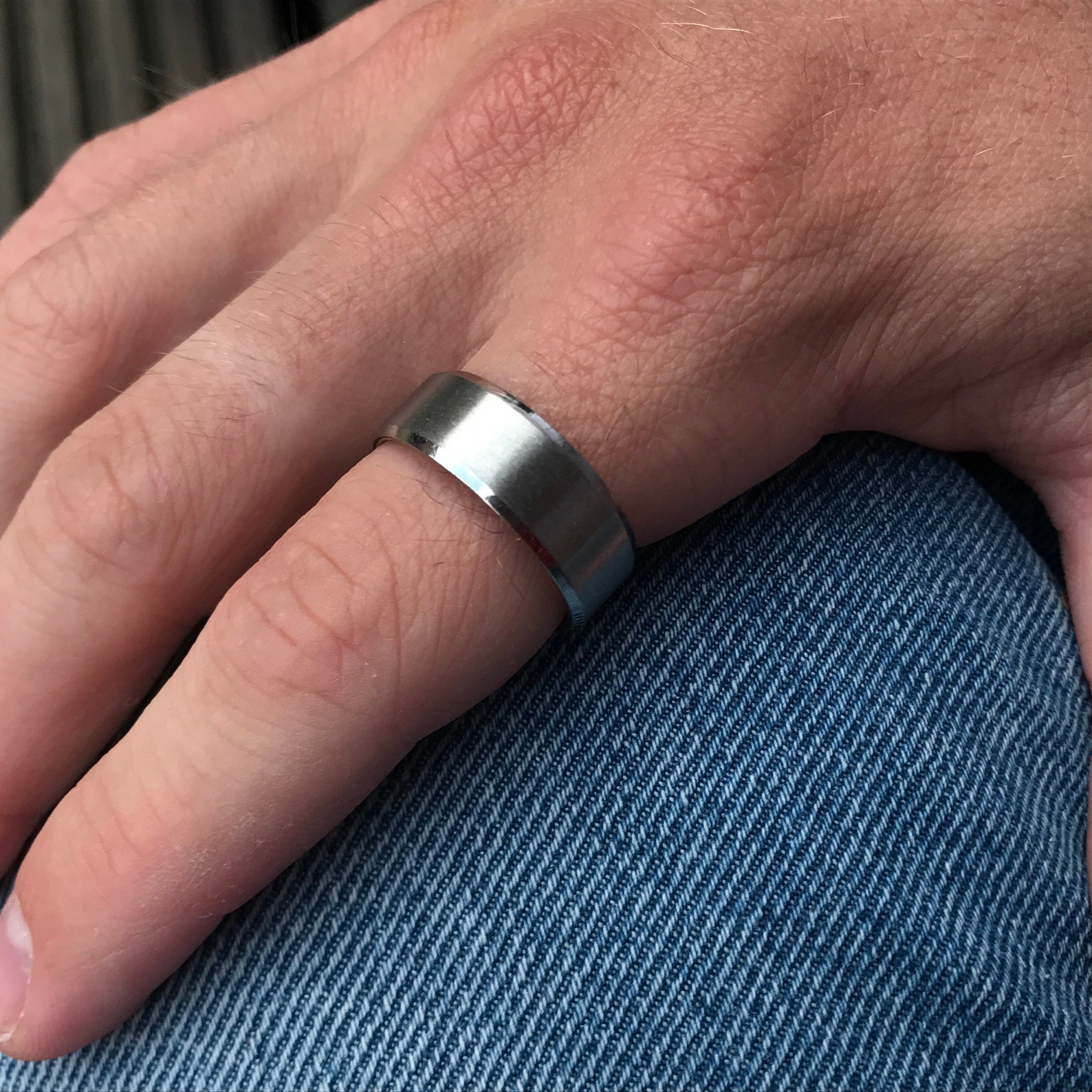 Mens Ring Silver Band Ring Mens Statement Stainless Etsy UK