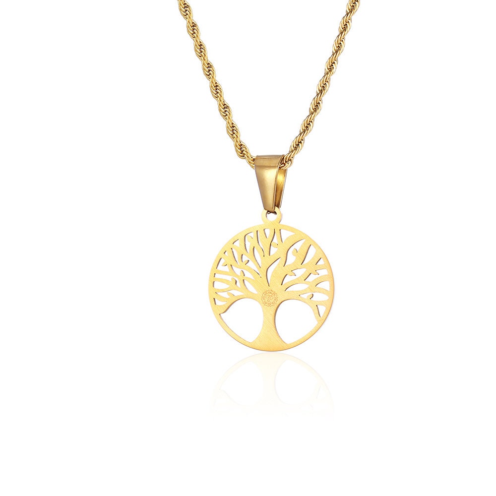 関税/送料込み【twistedpendant】ツリーオブライフリング18k 18K Gold Necklace, Gold Tree of Life Pendant Necklace, Mens