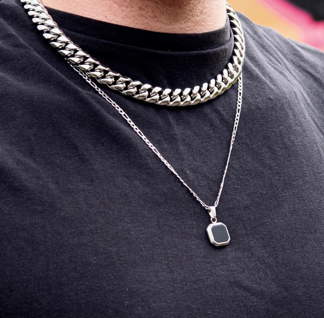 regimiento Islas Faroe Actor Black Onyx Stone Pendant Silver Mens Necklace Stone Pendant - Etsy