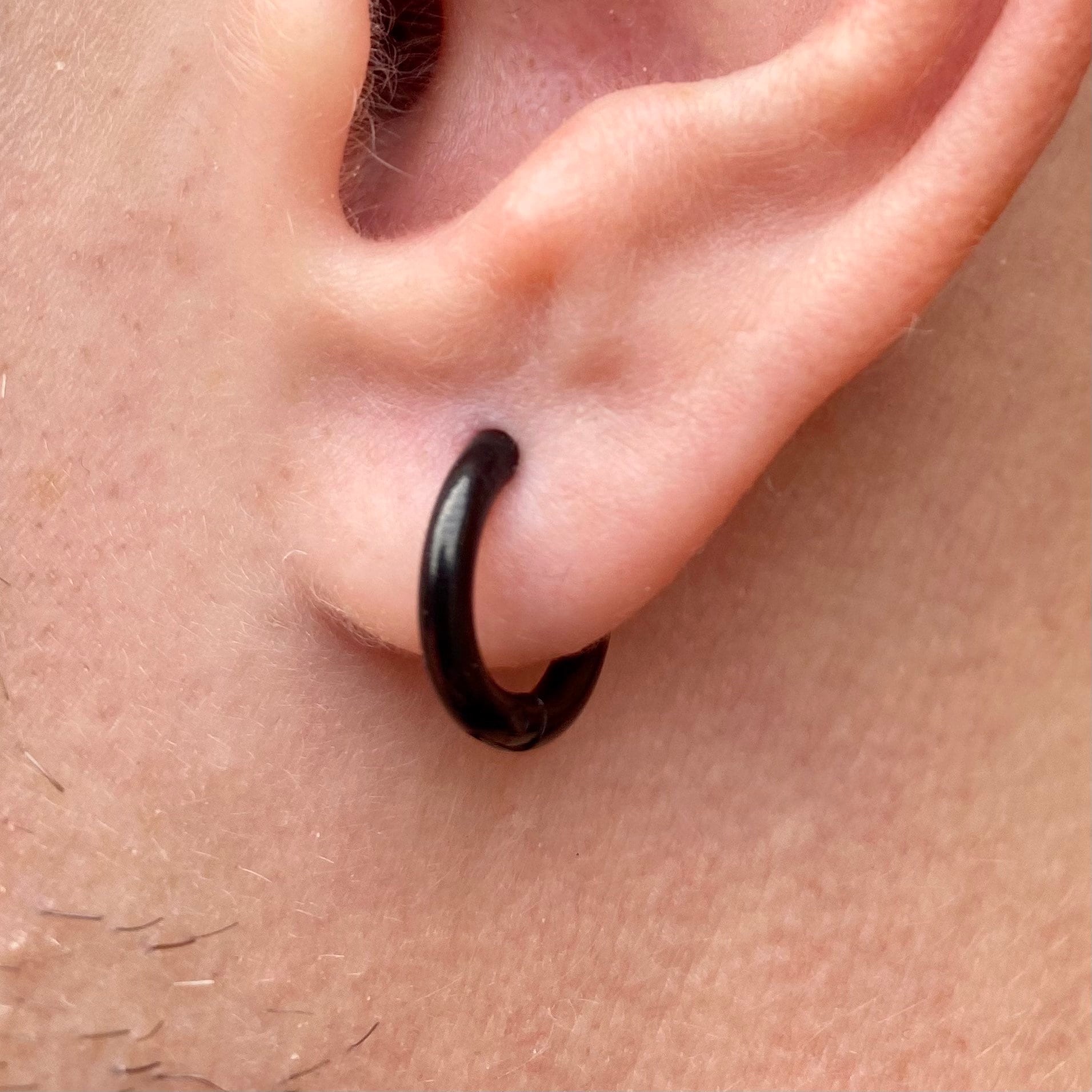 Mens black huggie hoop cheap earrings