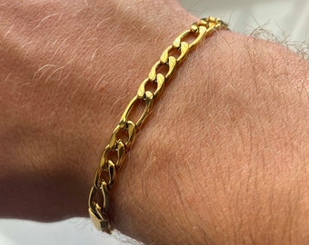 Figaro Gold Armband - Herren Gold Armband - 18K Vergoldetes Armband - Chunky Gold Armband Herren - Gold Armband For Herren - Herren Schmuck