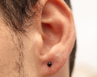 Pendientes para hombre: pendientes negros con tachuelas, pendientes de ónix negro, pendientes para hombre, de Twistedpendant
