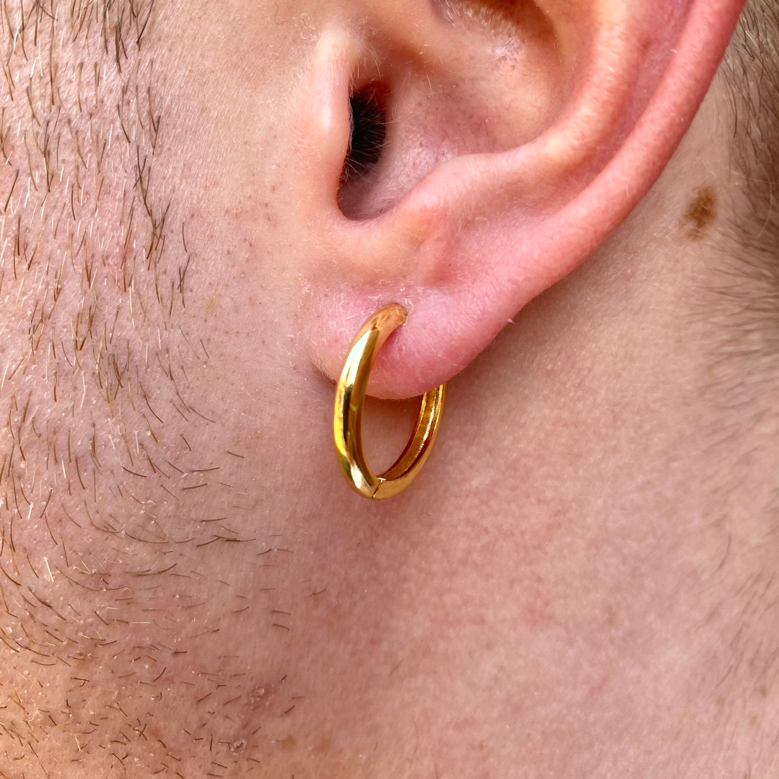 Mens Hoop Earrings 18k Gold 925 Sterling Silver 18mm Mens Etsy