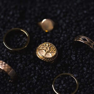 Mens 18K Gold Rings, Gold Plated Signet / Band Rings For Men