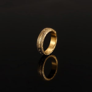 Mens Ring - Thin Greek Key Band Ring For Men, Silver Roman Pattern Ring
