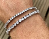 T 字型のダイヤモンド装飾が施されたシルバーブレスレット メンズ ダイヤモンドブレスレット、シルバー テニスブレスレット