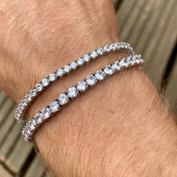 Sterling Silver Round Diamond Three Row Tennis Bracelets For Women Men  (1.50 Ct), 7 inch, Sterling Silver , Diamond : Amazon.ca: Clothing, Shoes &  Accessories