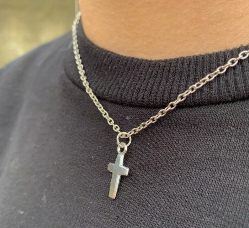 Twistedpendant Silver Cross Necklace Pendant Mens Chain Jewellery Chain Silver chain for men Stainless steel