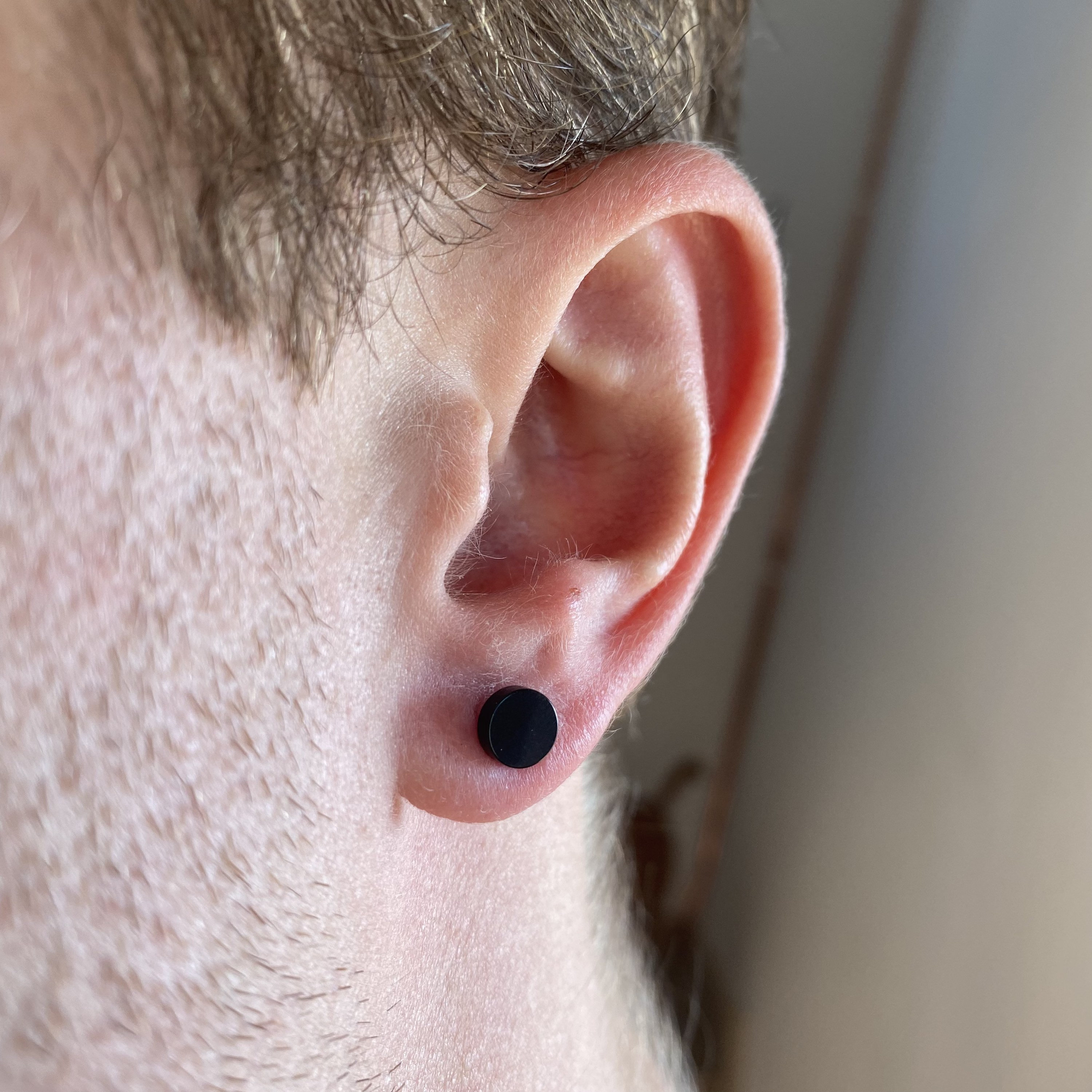 Mens Earrings Black Stud Earrings Men 6mm Round Steel Silver Stud Earring Mens Jewelry Earrings for Men Gold Studded Earrings Man
