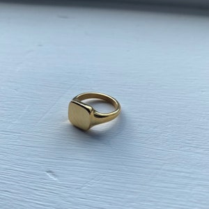 Mens Ring Gold Signet Ring Square Signet Ring Mens Silver Ring Stainless Steel Ring 18K Gold Plated Ring Thin Pinky Ring Gift image 3