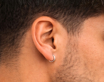 Aros de plata de ley para hombre - Aros minimalistas de 10 mm - Joyería para hombre de Twistedpendant