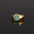 Mens Ring Green Opal Gold Ring - Opal Ring - Signet Ring Mens - 18K Gold Signet Ring- Gold rings for Men - Gold Rings Opal Jewelry Gift Him