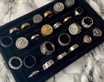 Mens Ring Silver Signet Ring Mens Band Rings for Men, Stainless