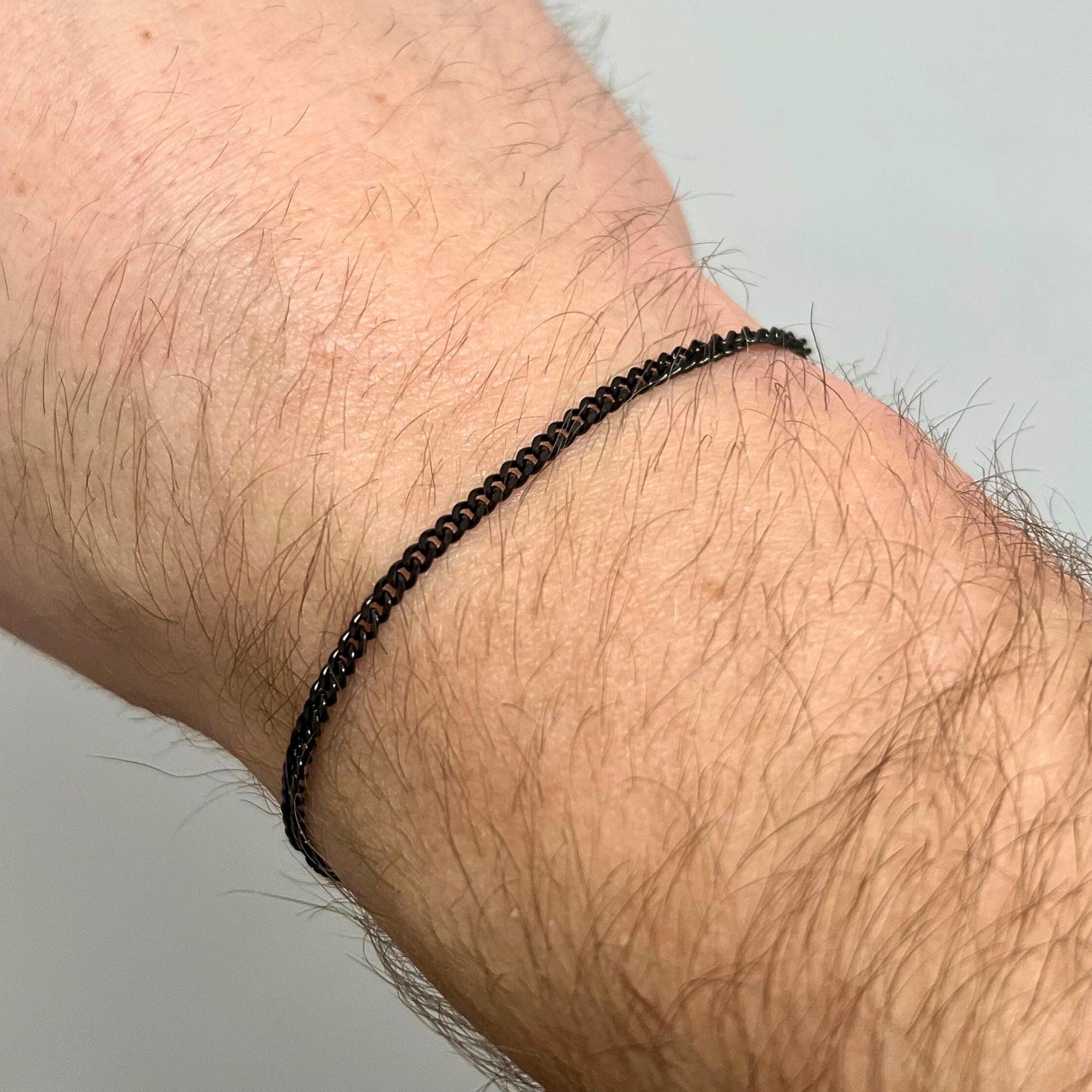 2mm Black Bracelet Chain Thin Cuban Curb Chain Steel Metal Bracelet Link Black Bracelet for Men Minimalist Chains by Twistedpendant Etsy Canada