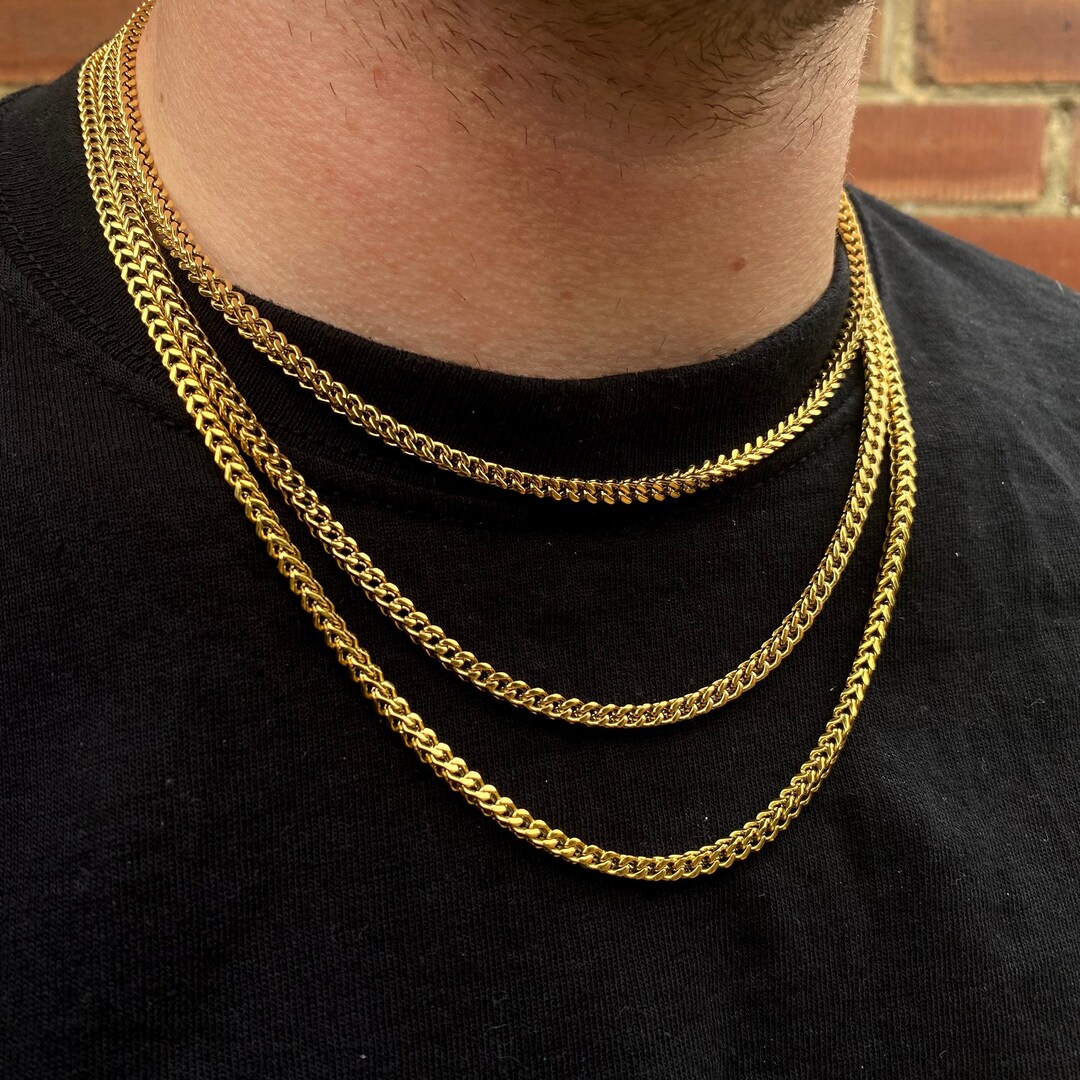 18K ゴールド フランコ チェーン ネックレス - 4 MM フランコ