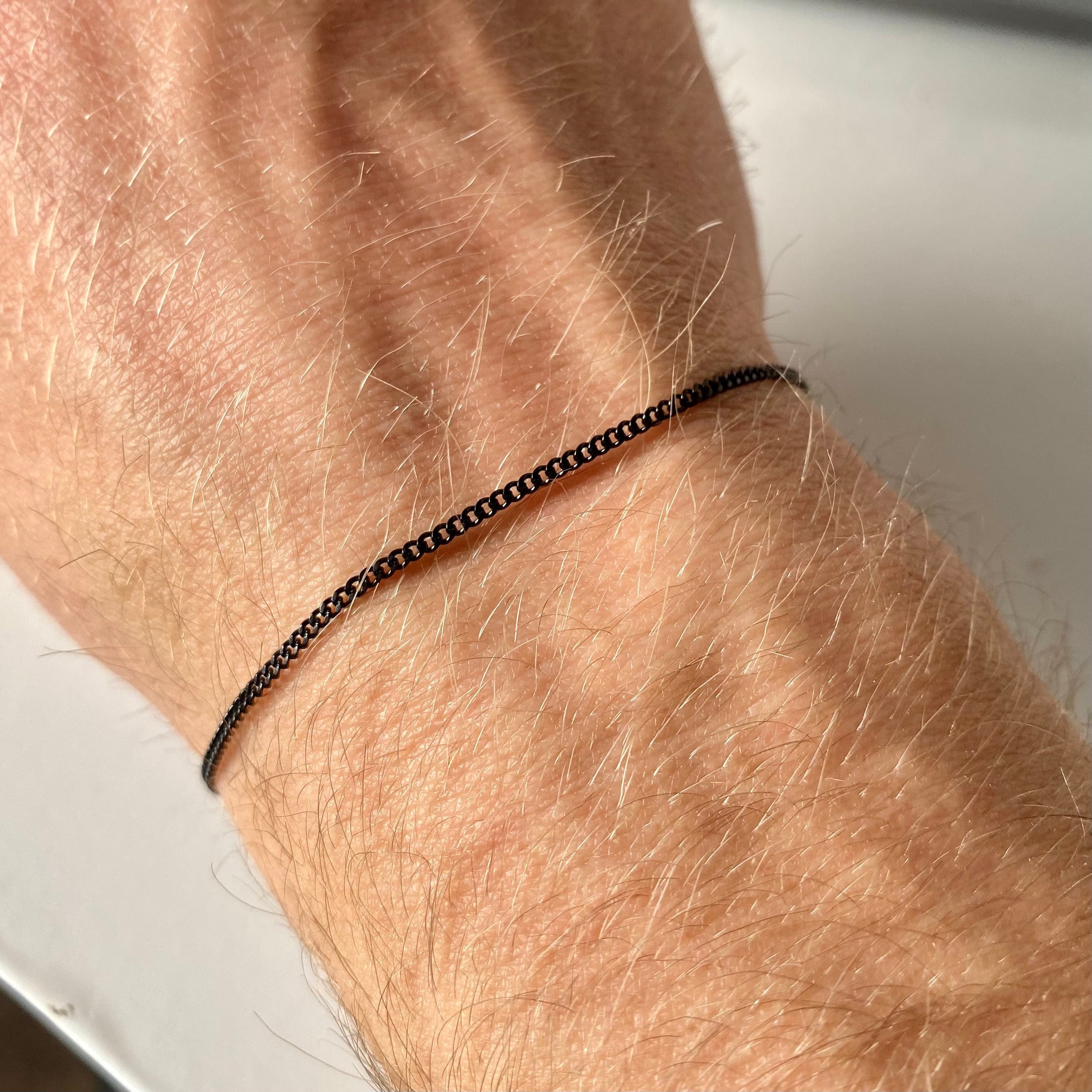 Mens Bracelet Black Bracelet Men Thin Cuban Chain Thin - Etsy