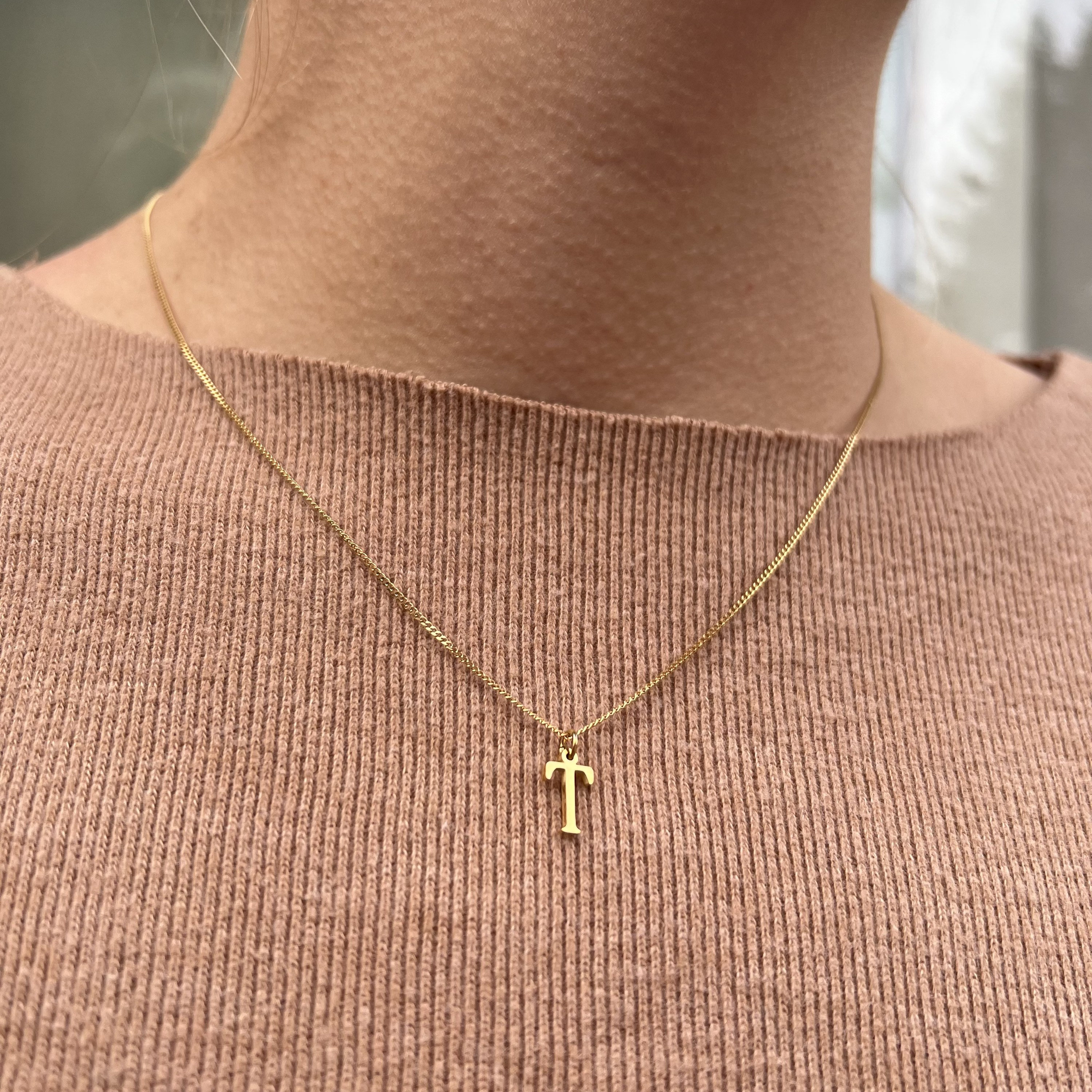 Personalised 18K Gold Necklace AZ Initial Pendant Gift for Etsy UK
