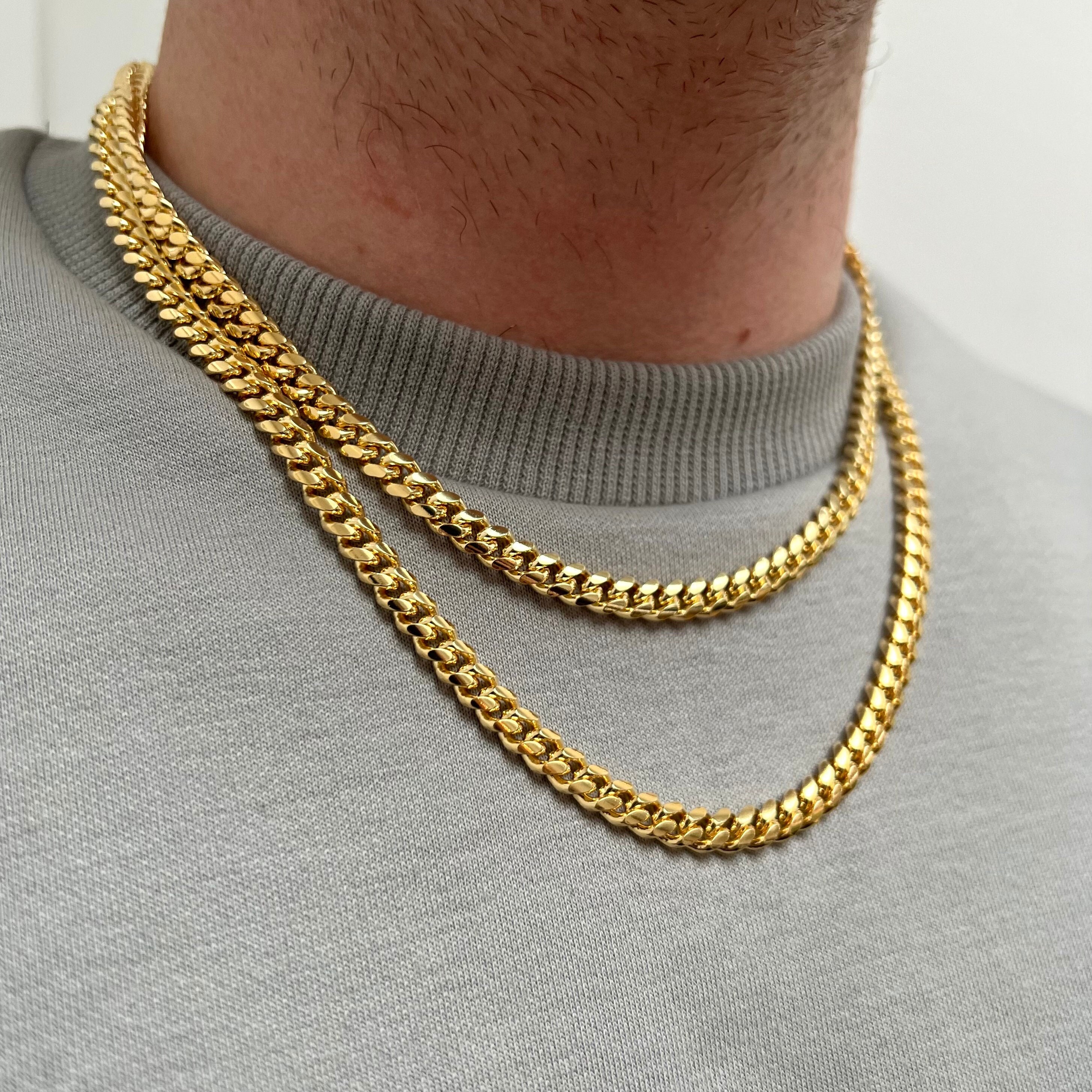Collar Cubano Con Colgante De Fútbol Americano Miami, Bañado En Oro, Para Hombre
