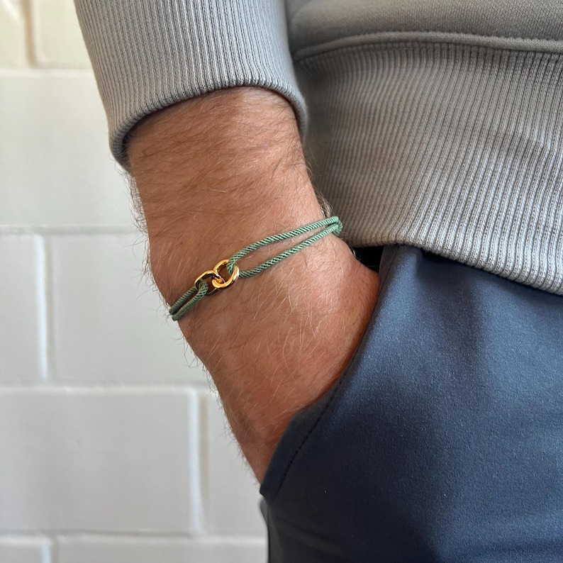 Mens Bracelet Rope Chain, Thin Green Nylon Rope Bracelet,