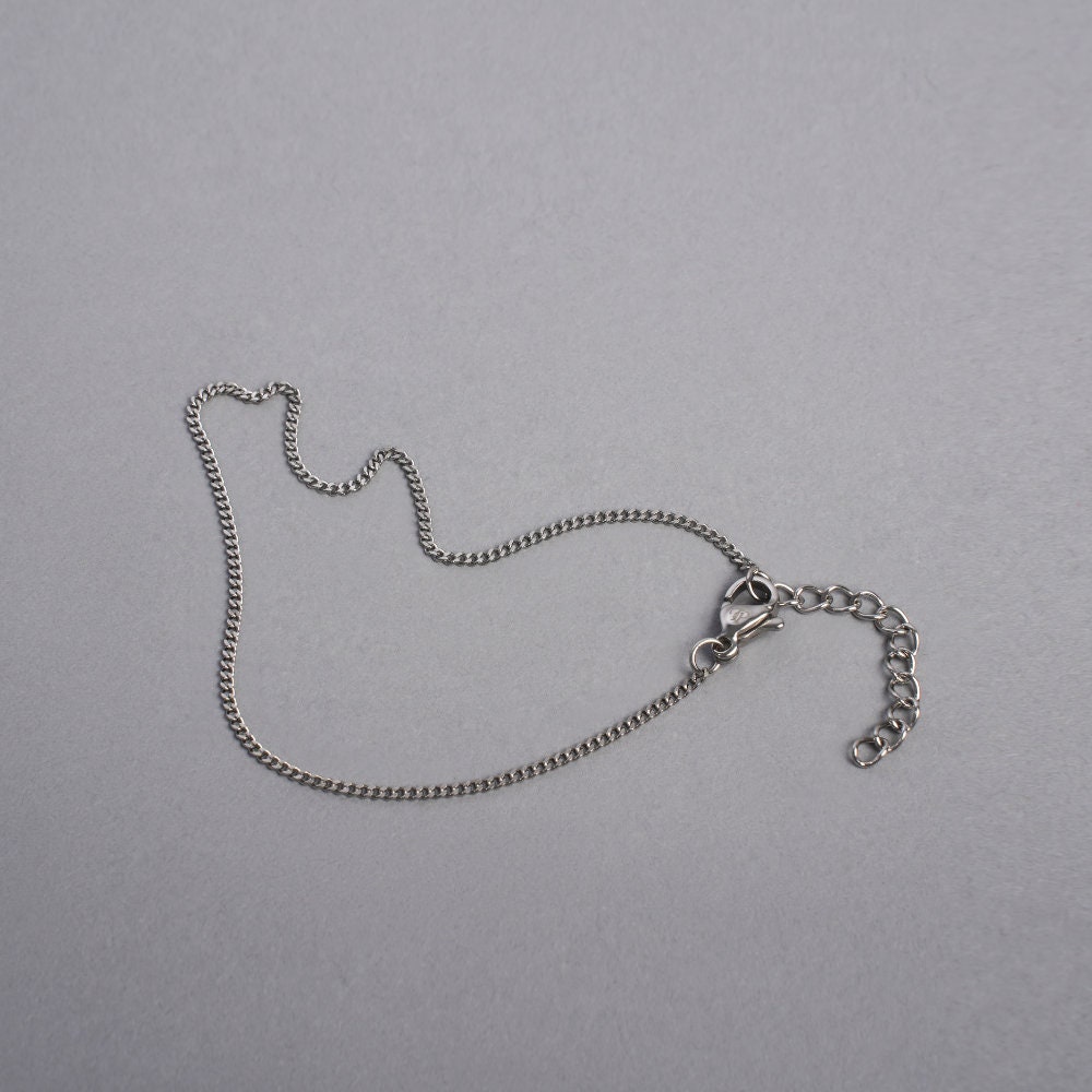 Thin Silver Bracelet - Mens 1.5mm Curb Bracelet Chain - Mens