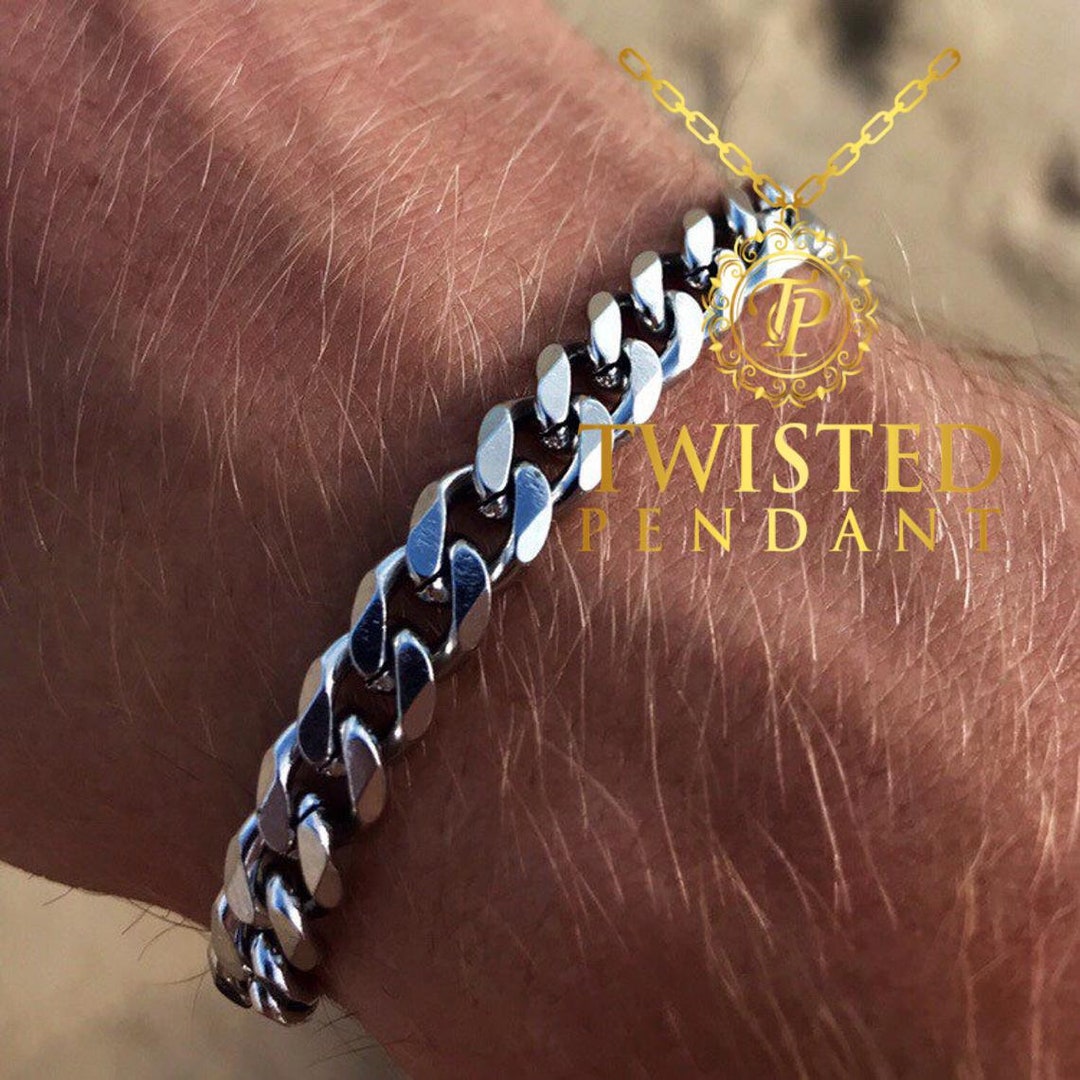  Love You This Much To My Man Cuban Link Bracelet for Him,  Romantic Birthday Gifts for Him, Jewelry for Him, Best Gifts for Husband  from Wife (Black-Black, Stainless Steel): Clothing, Shoes