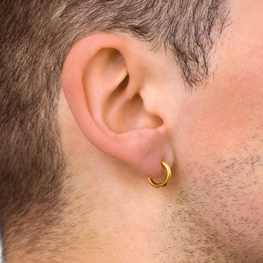 Small Hoop Mens 9ct Gold Huggie Earrings 9ct Gold Huggie Hoop