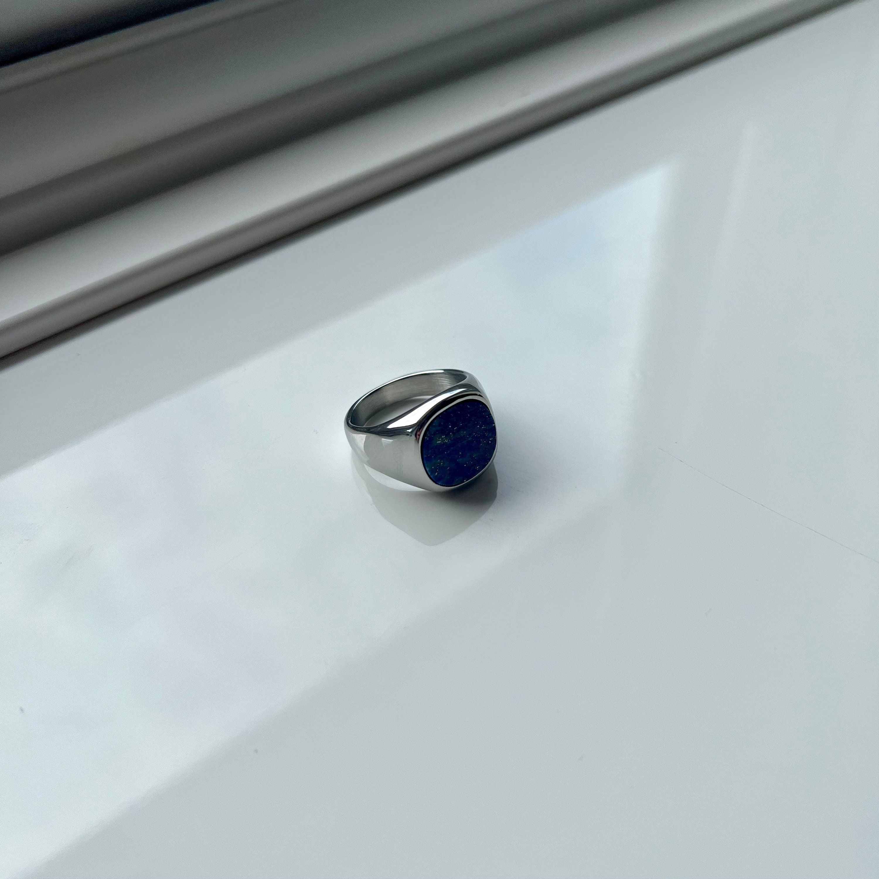 Mens Ring - Silver Lapis Lazuli Ring - Mens Pinky Rings - Mens