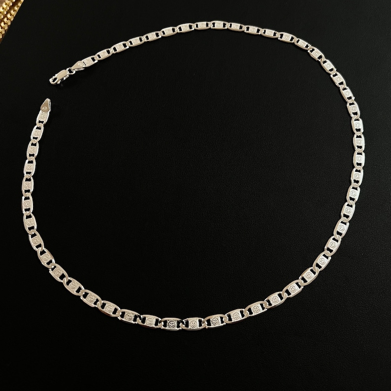 Mens Necklace - Silver Valentino Chunky Chain Necklace - 925 Sterling Silver Necklace For Men - Custom Smile Face Chain By Twistedpendant image 4