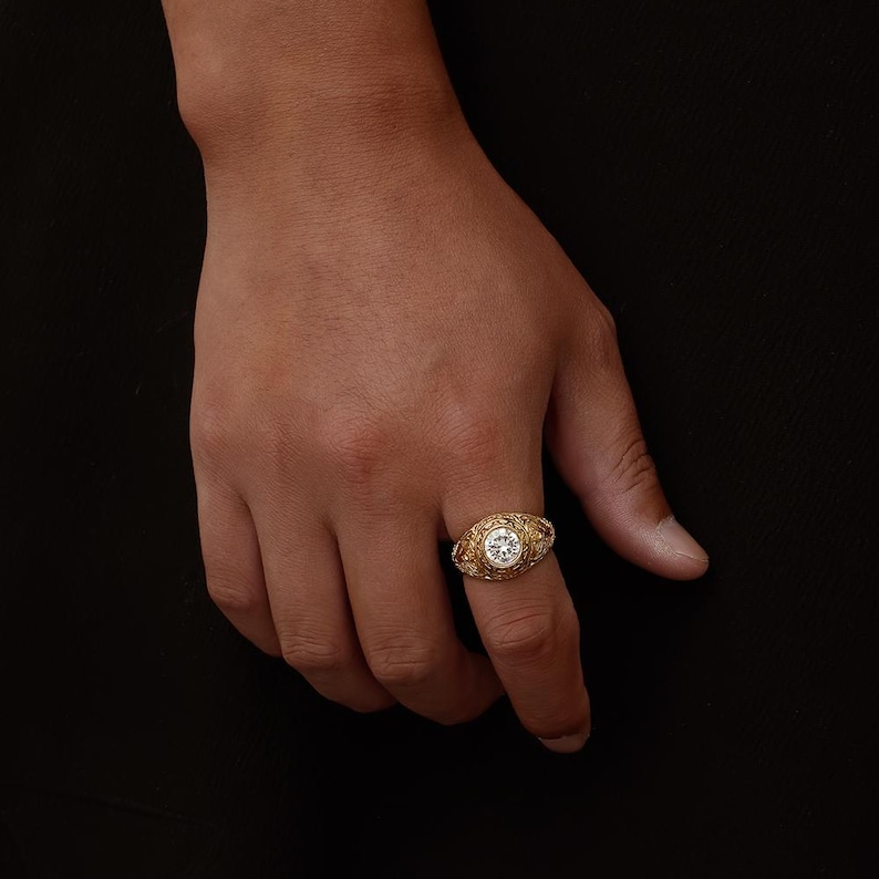Mens 18K Gold Rings, Gold Plated Signet / Band Rings For Men