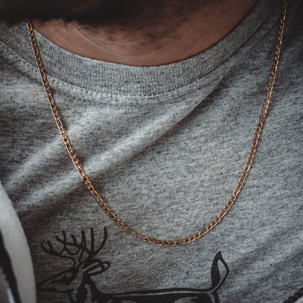 Genuine 18K Yellow Gold Filled Italian Figaro Chain Necklace, Many