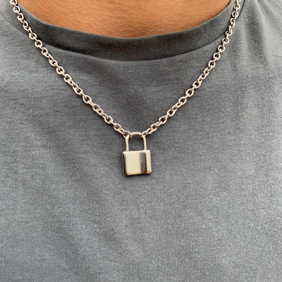 Padlock Necklace Choker Layering Chain 
