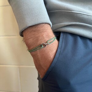 Mens Bracelet Rope Chain, Thin Green Nylon Rope Bracelet,