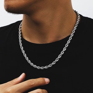 Mens Necklace, Silver Chain Man, 5mm Silver Rope Chain, Thick Silver Rope Necklace For Men - Mens Jewelry, Gifts For Him By Twistedpendant