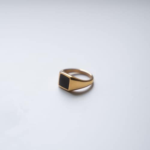 Square Onyx Signet Ring Men, Mens Ring, 18K Gold Signet Rings for
