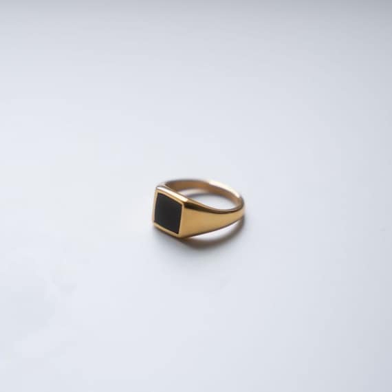 Platz Onyx Siegelring Manner Herrenring 18K Gold Siegelringe fur Manner Herren Silber Siegelring Pinky Ring Herrenschmuck Von Twistedpendant Etsy