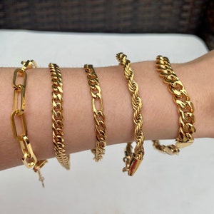 Buy 18K Gold Bracelet, Simple Gold Rope Chain Bracelet, Chunky 8mm Curb  Chain, 14K Gold Paperclip, 5mm Stacking Figaro, Silver Bracelet Gift Her  Online in India 