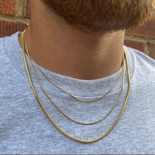 Epinki Collana Serpente In Acciaio Inossidabile 46 Cm - Oro, Argento O Nero, Larghezza 1mm