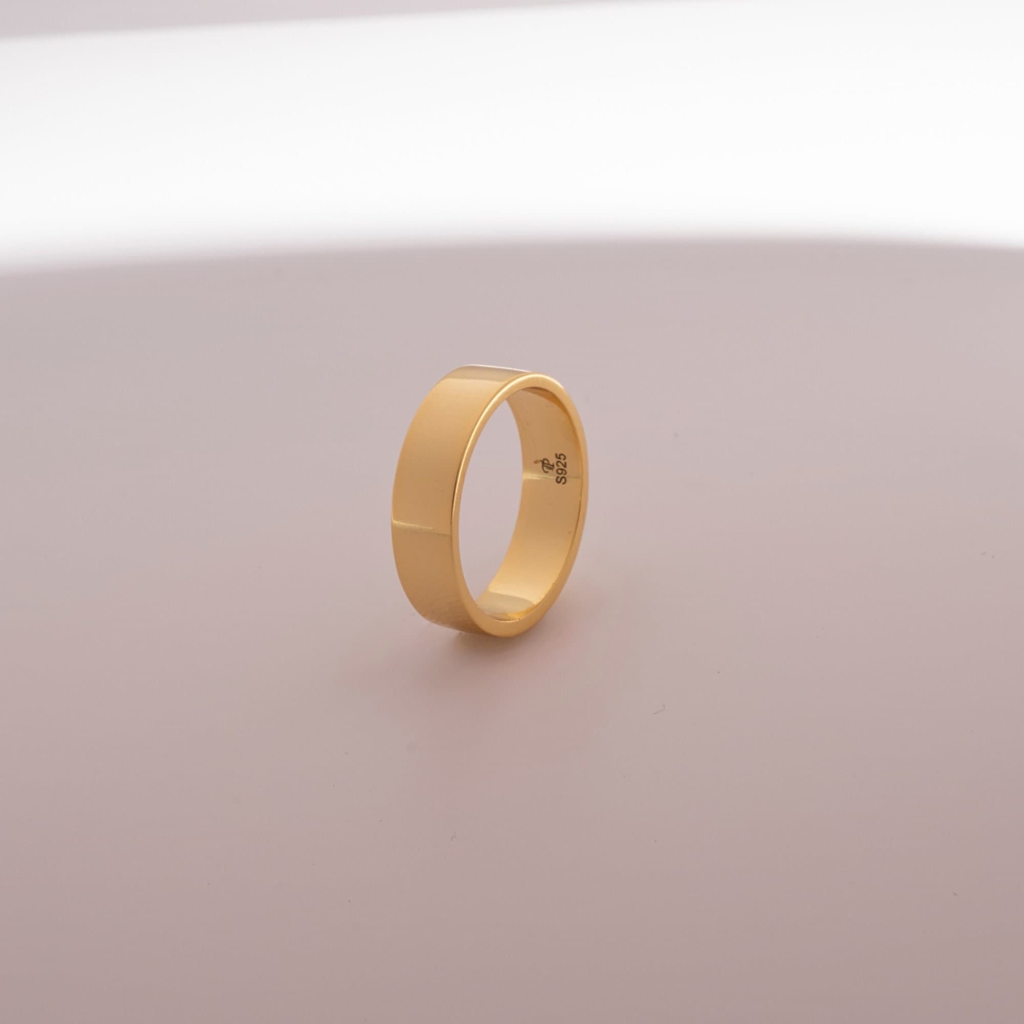 Mens Ring - 18K Gold Plated Band Ring - 925 Sterling Silver Ring For Men - Mens Jewelry - Wedding Band Ring By Twistedpendant