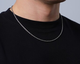 メンズネックレス - 2.5 mm シルバーロープチェーン - メンズシルバー